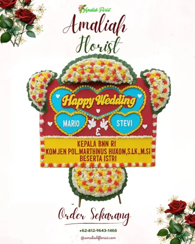 Karangan Papan Bunga Pernikahan di Cirumput